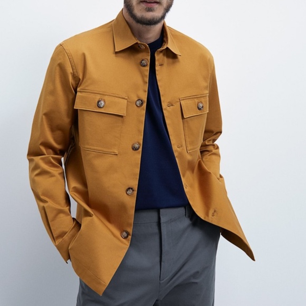 NWT ZARA Mustard Yellow Essential Heavyweight Overshirt M